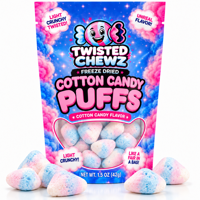 Twisted Chewz Cotton Candy Puffs, Freeze Dried Candy(1.5 oz)
