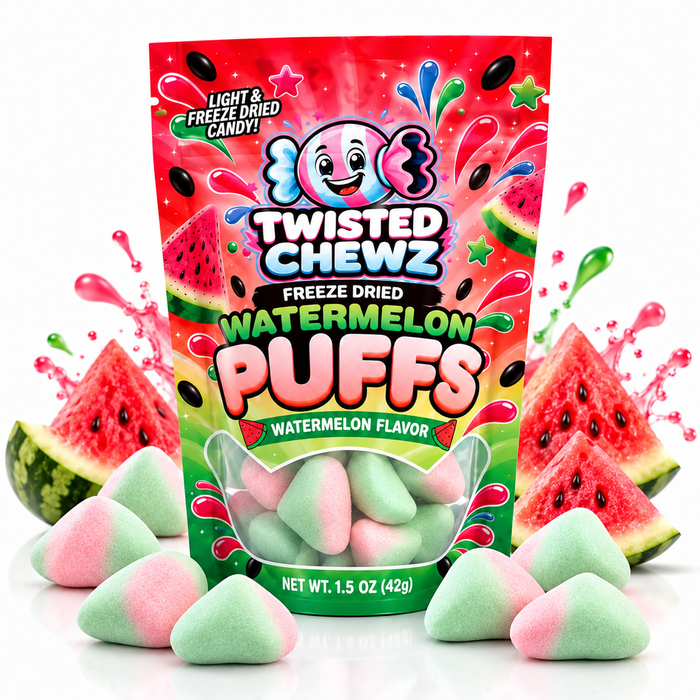 Twisted Chewz Watermelon Puffs, Freeze Dried Candy (1.5 oz)
